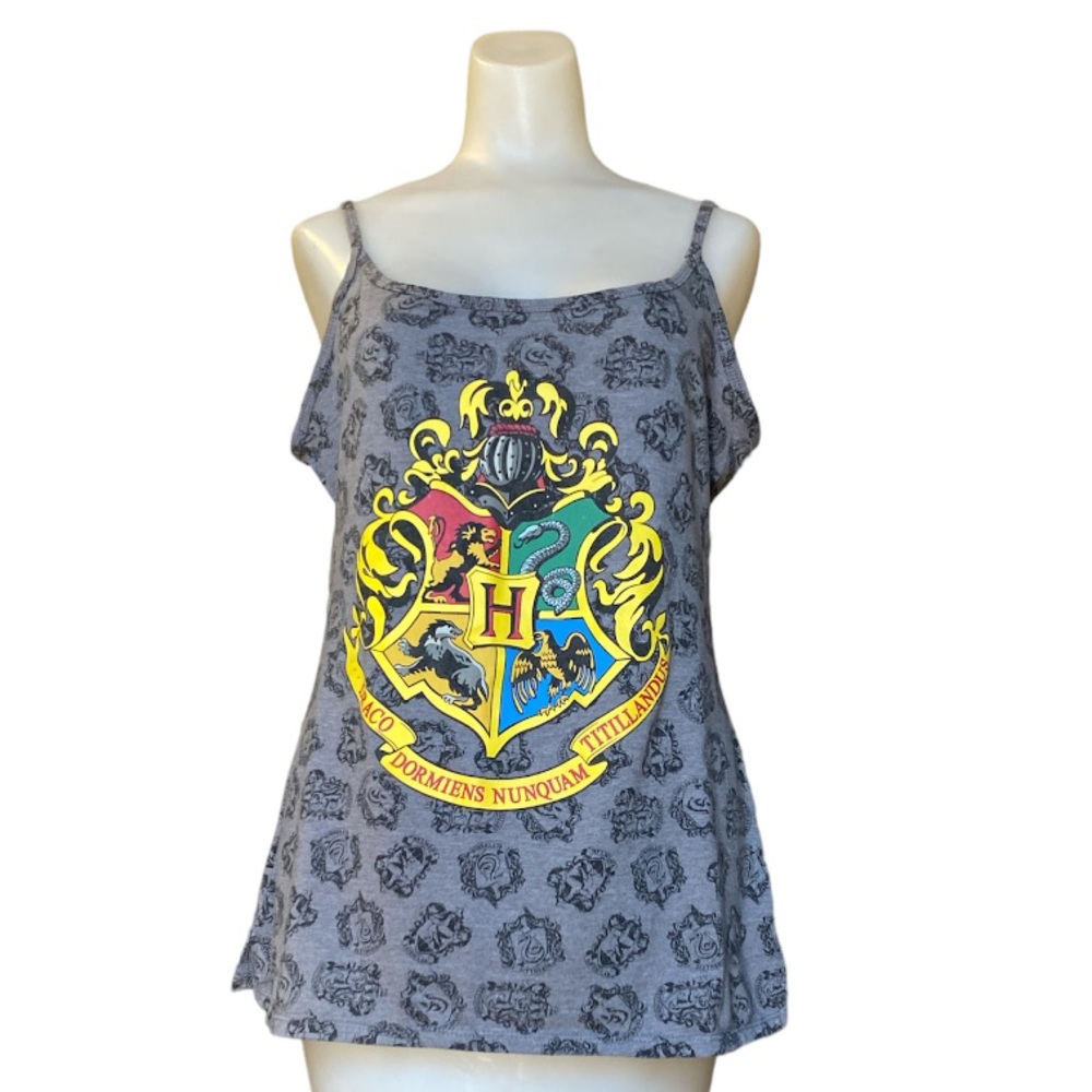 Harry Potter Hogwarts Women’s Lounge Tank Top Universal Studios Gray Sleeveless